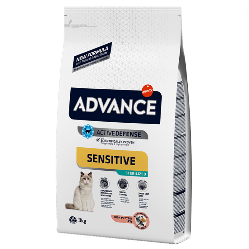 Advance Sensitive Somonlu Kısırlaştırılmış Hassas Kedi Maması 3 Kg