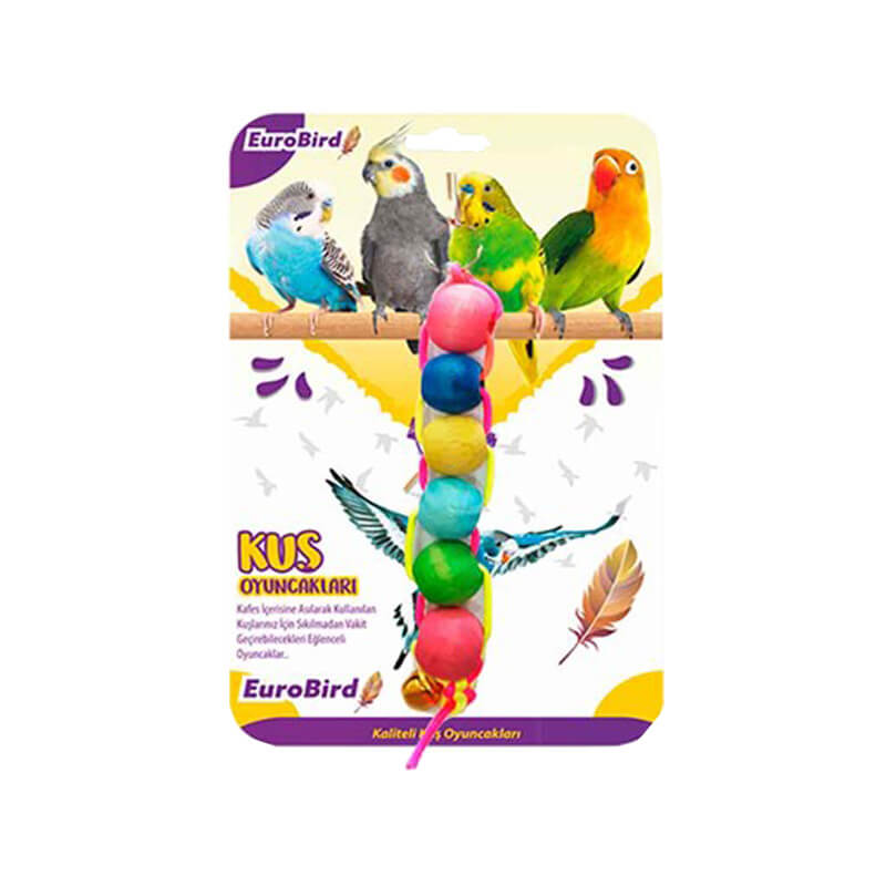 EuroBird Ahşap Boncuklu Kuş Oyuncağı Küçük 18 cm