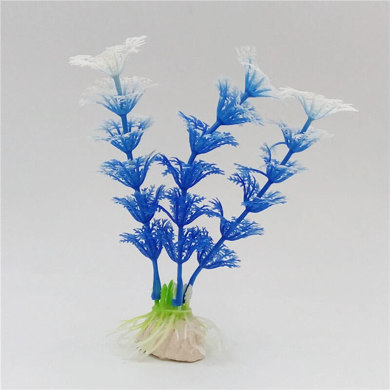Mavi Yapraklı Plastik Akvaryum Bitkisi 13 cm