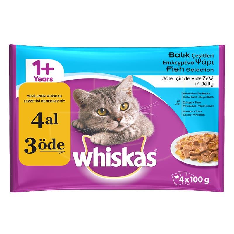 Whiskas Yaş Kedi Maması Balıklı 100 gr 4 Al 3 Öde | 39,89 TL