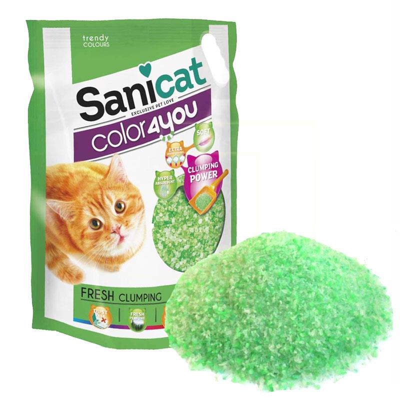 Sanicat Kedi Kumu Color Green Topaklaşan Silika Kedi Kumu 5 Litre | 89,97 TL