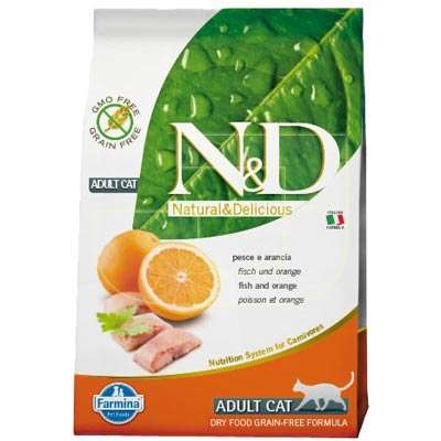 N&D Tahılsız Balıklı Ve Portakallı Yetişkin Kedi Maması 5 Kg | 690,68 TL