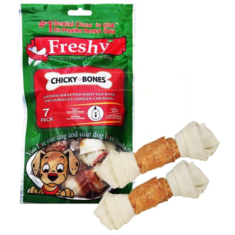 Freshy Chicky Bones Tavuk Etli Düğümlü Köpek Kemiği 100 gr 7 Adet | 78,47 TL