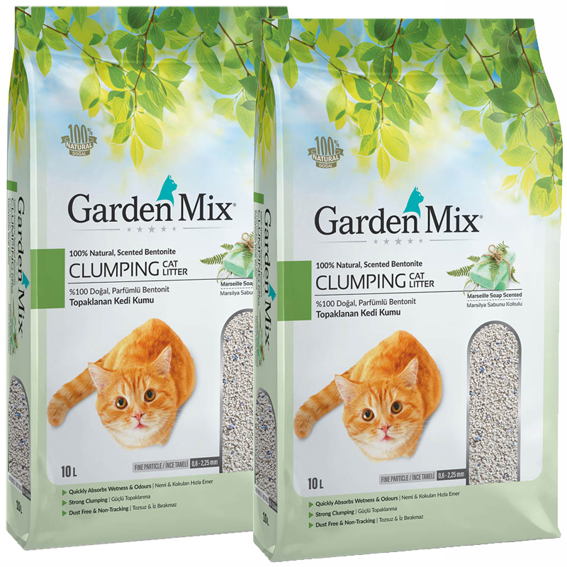 Garden Mix Marsilya Sabunlu Kedi Kumu İnce Taneli 10 Litrex2 Adet | 207,16 TL