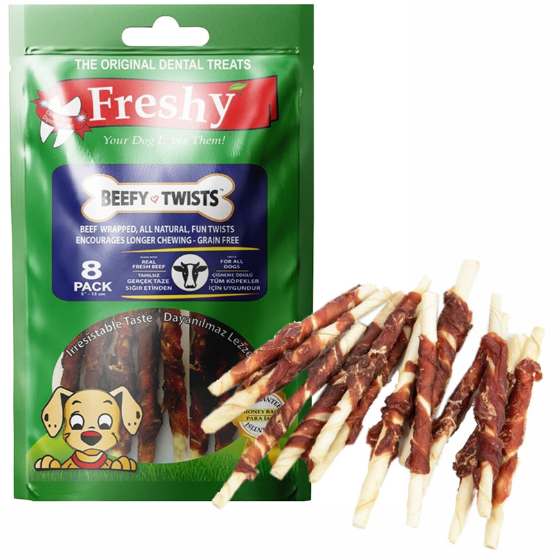 Freshy Beefy Twists Sığır Etli Burgu Çubuk Köpek Ödülü 75 gr 8 Adet | 66,27 TL