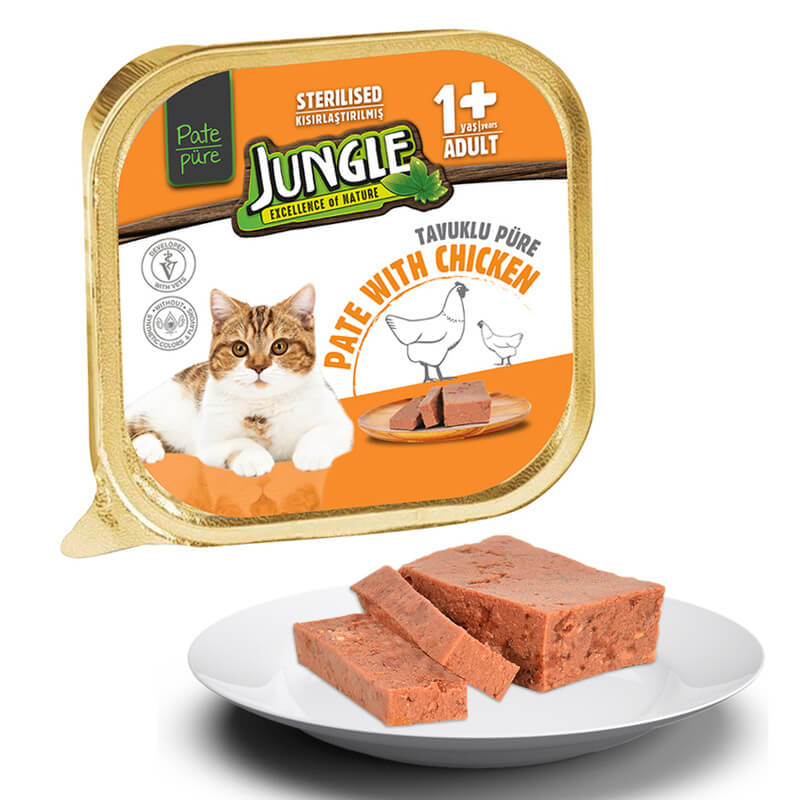 Jungle Ezme Pate Konserve Kısırlaştırılmış Kedi Maması Tavuklu 100 gr | 12,90 TL
