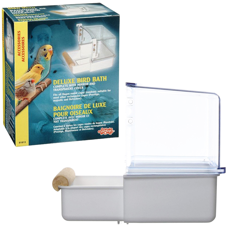 Hagen Muhabbet Kuş Banyosu Aynalı Ve Tünekli Beyaz 16x16x14 cm | 144,72 TL