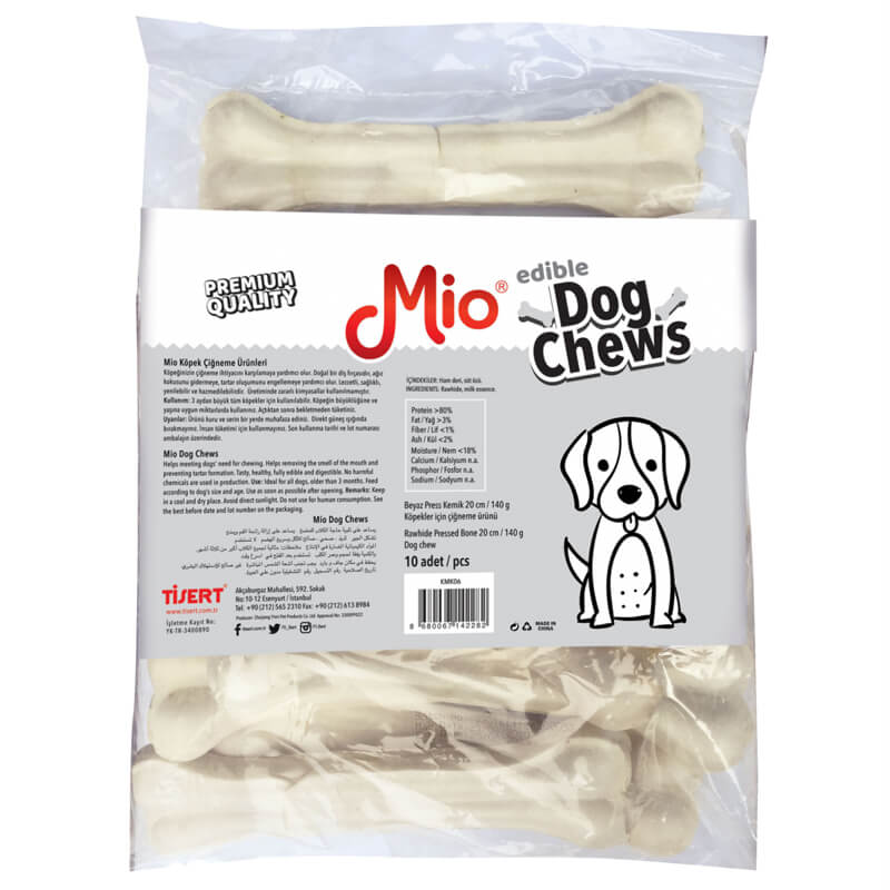 Mio Beyaz Press Deri Köpek Çiğneme Kemiği 10 Adetx140 gr | 448,88 TL