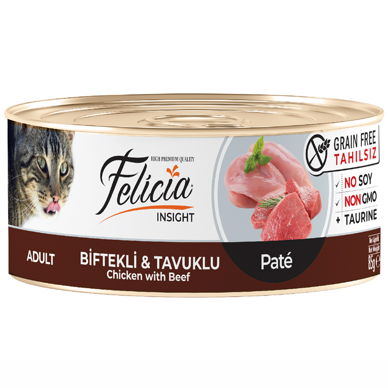 Felicia Biftekli Ve Tavuklu Pate Tahılsız Konserve Kedi Maması 85 gr | 10,83 TL