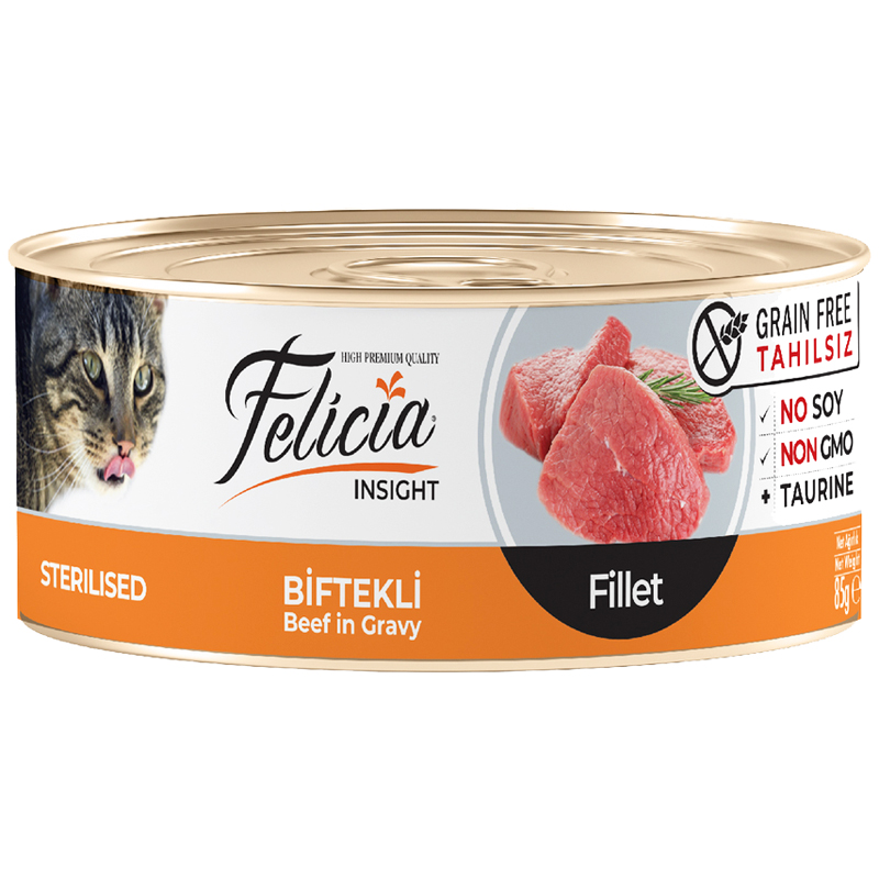 Felicia Biftek Fileto Tahılsız Kısırlaştırılmış Yaş Kedi Maması 85 gr | 13,36 TL
