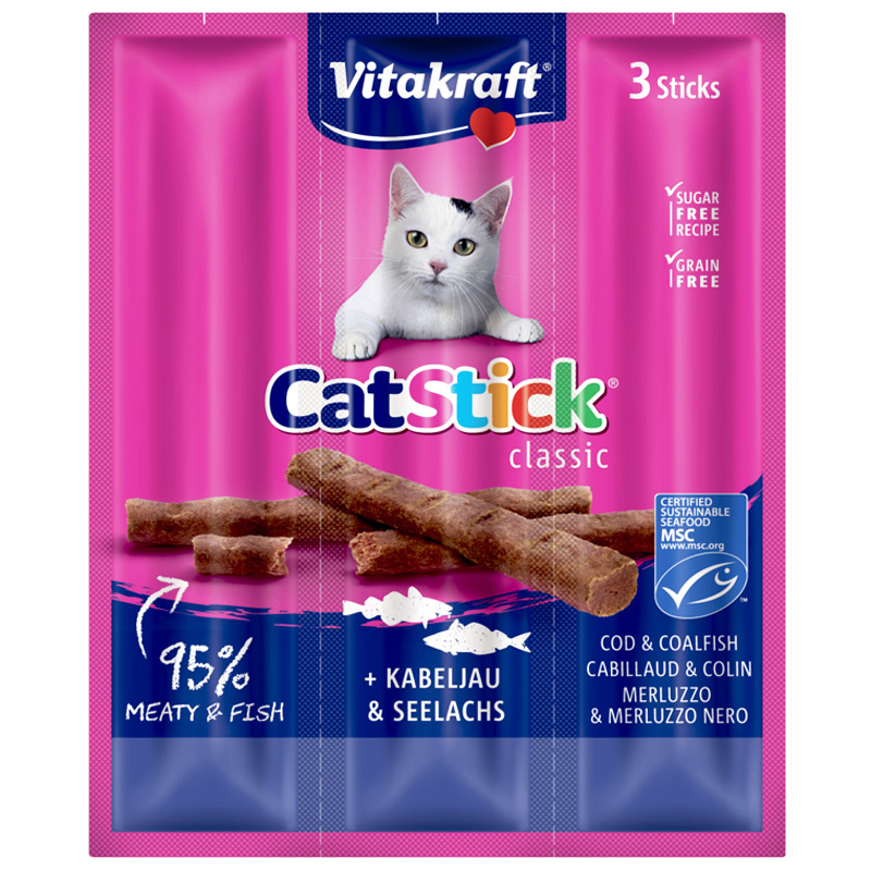 Vitakraft Cat Stick Kedi Ödül Çubuğu Morina Balıklı 3x18 gr | 51,79 TL