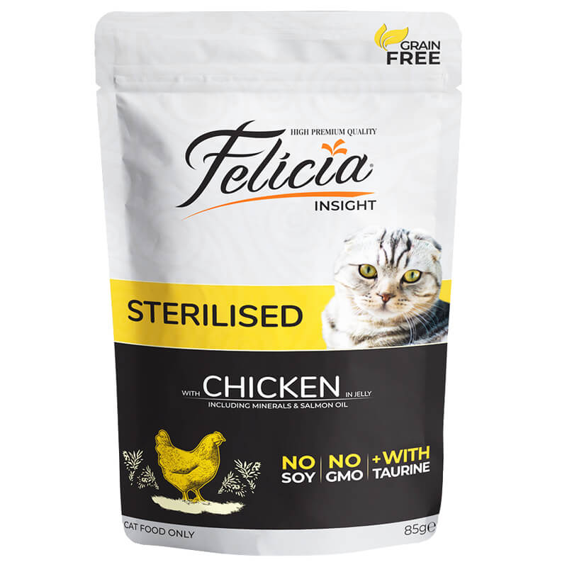 Felicia Kısırlaştırılmış Yaş Kedi Maması Tahılsız Tavuk Etli 85 gr | 9,91 TL