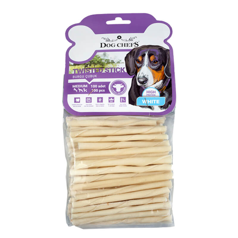 Dog Chefs Burgulu Köpek Çiğneme Çubuğu Beyaz 100 Adet | 271,80 TL